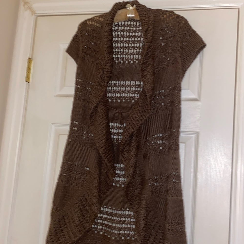 Kenar stylish Brown open front Shrug/Cardigan with Tie front closure Size Medium